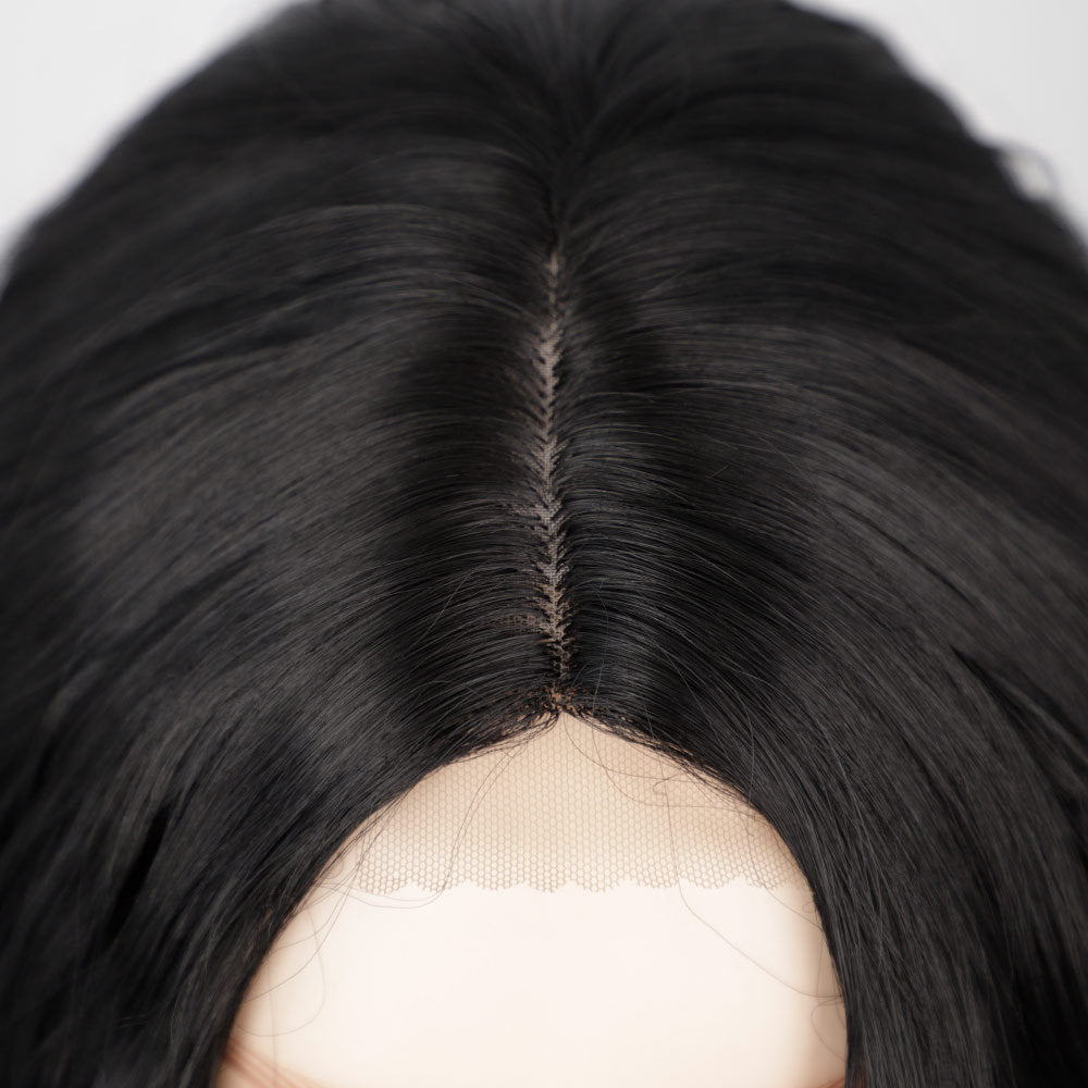 synthetic lace size wigs black middle parting big wave long WAVY hair