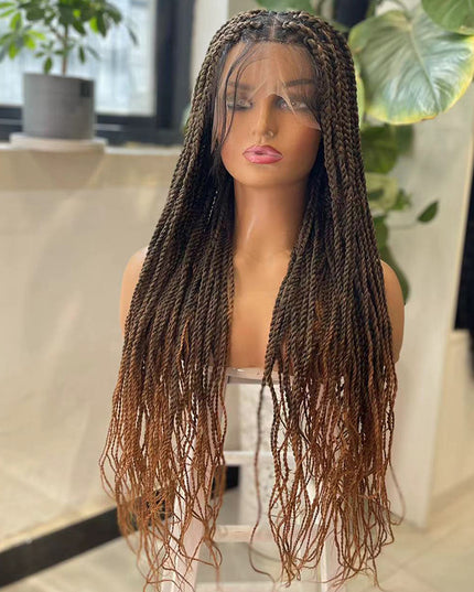Synthetic Transparent Full Lace Braided Wigs Knotless Box Braids Wig  # 1B/30