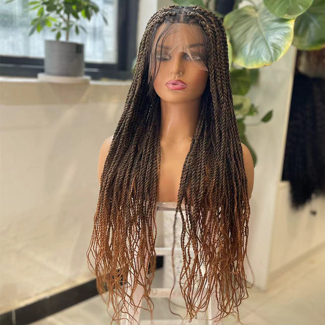 Synthetic Transparent Full Lace Braided Wigs Knotless Box Braids Wig  # 1B/30