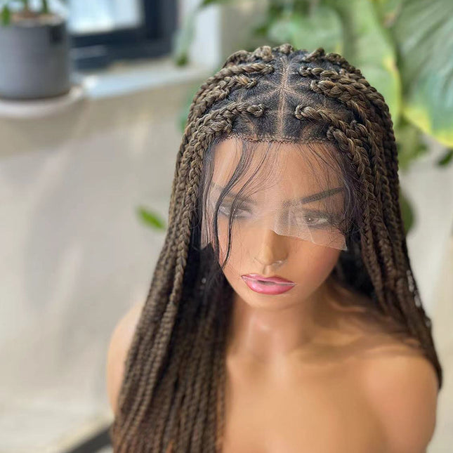 Synthetic Transparent Full Lace Braided Wigs Knotless Box Braids Wig  # 1B/30