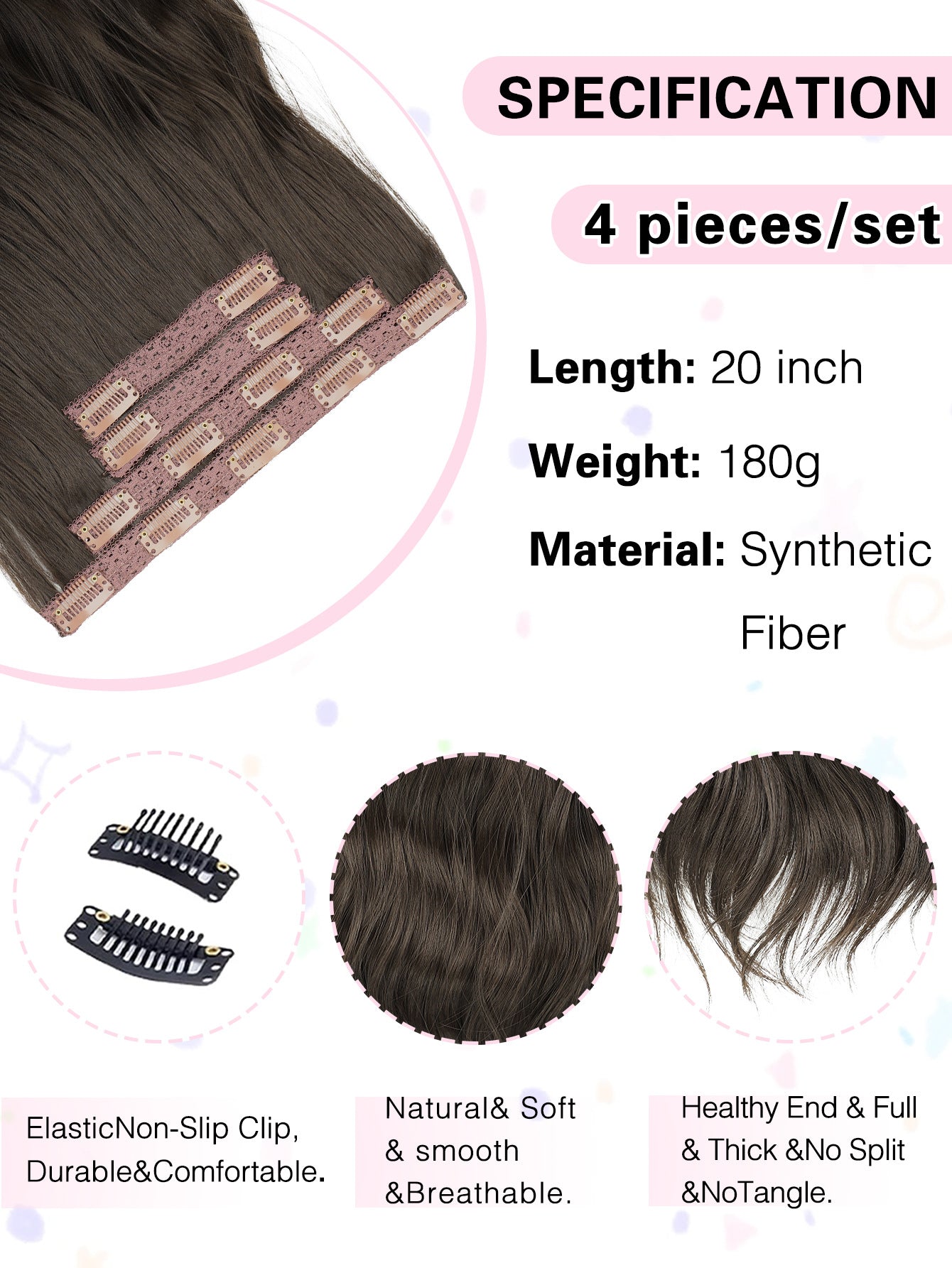 Long wavy four-piece clip hair fiber hair extensions-3