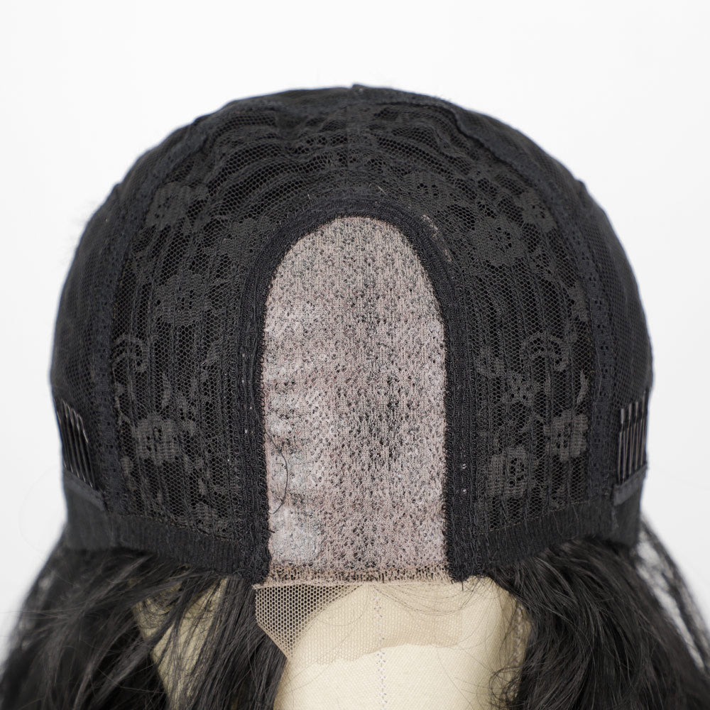 synthetic lace size wigs black middle parting big wave long WAVY hair