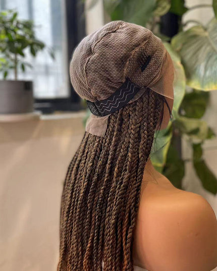 Synthetic Transparent Full Lace Braided Wigs Knotless Box Braids Wig  # 1B/30