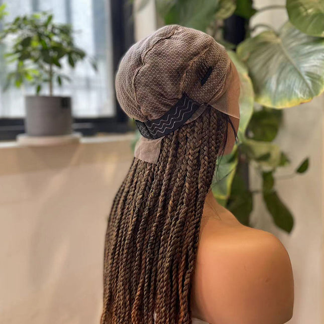 Synthetic Transparent Full Lace Braided Wigs Knotless Box Braids Wig  # 1B/30