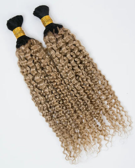 Curly wave ombre #1B/27 color 15A human hair bulk for braiding