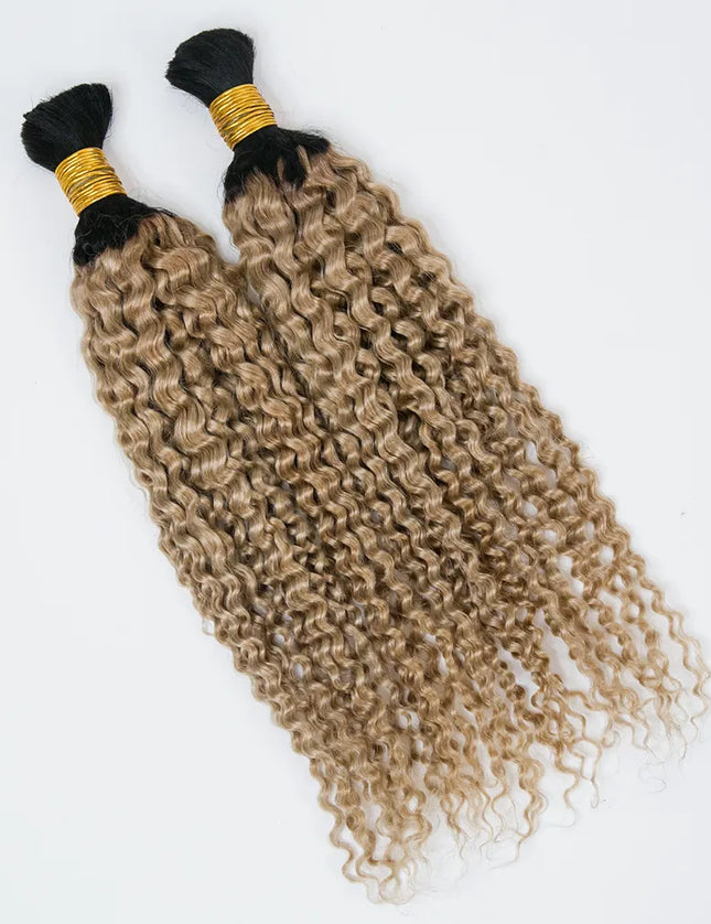 Curly wave ombre #1B/27 color 15A human hair bulk for braiding