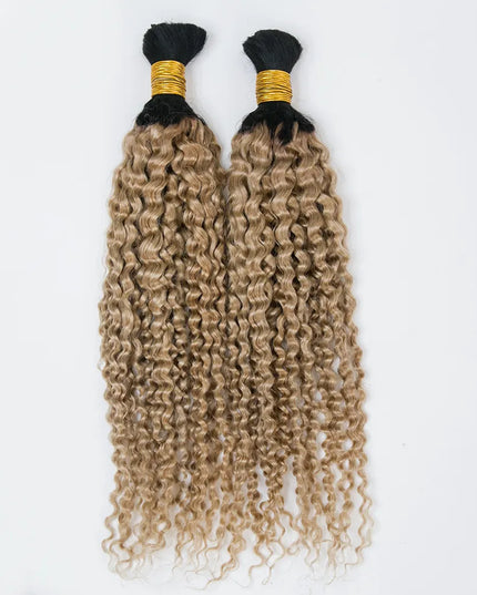 Curly wave ombre #1B/27 color 15A human hair bulk for braiding