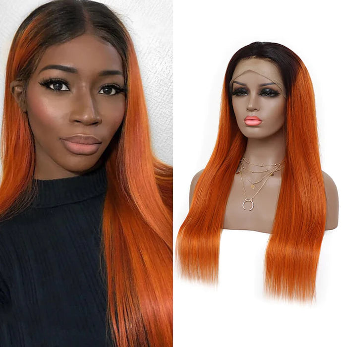 1B/350 Straight 13x4 Transparent Lace Frontal  100% Virgin Human Hair LACE Wig  180% density