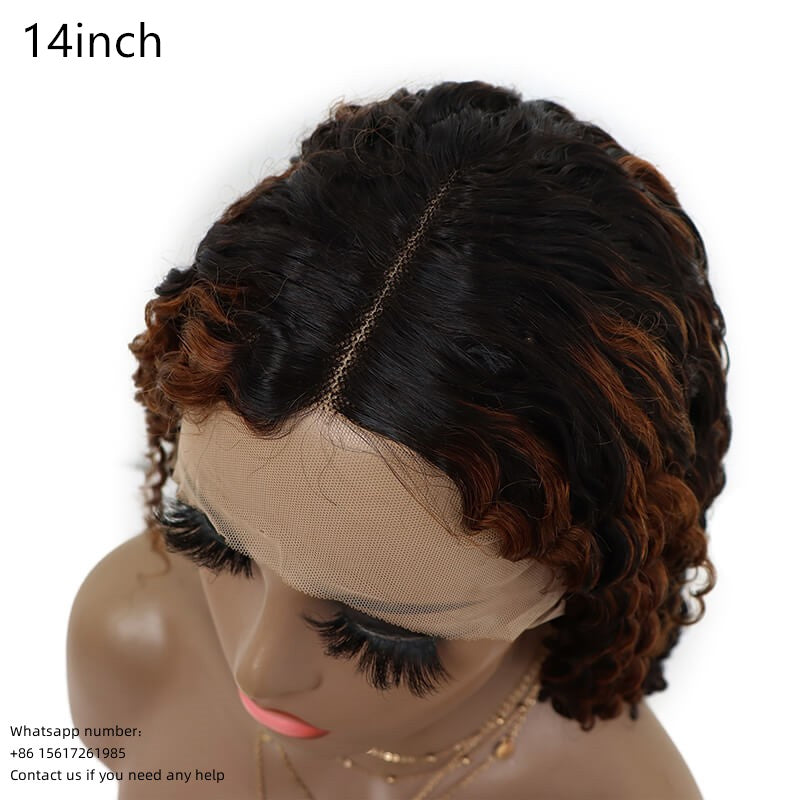 Color P1B/30 deep curly 13x4， Lace Frontal 100% Virgin Human Hair Wig  180% density