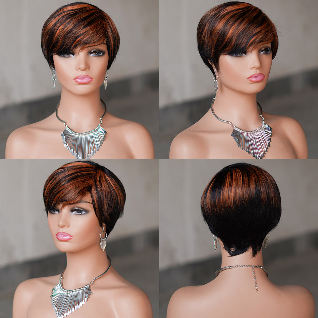 Machine made pixie cut wig--JK9149---#P1B/350---RMB 58