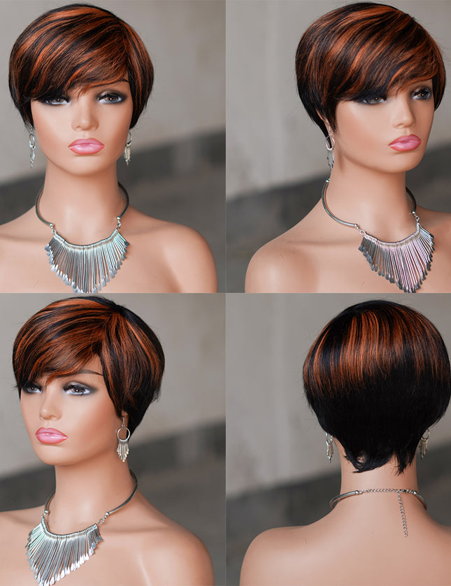 Machine made pixie cut wig--JK9149---#P1B/350---pay 1 get 2