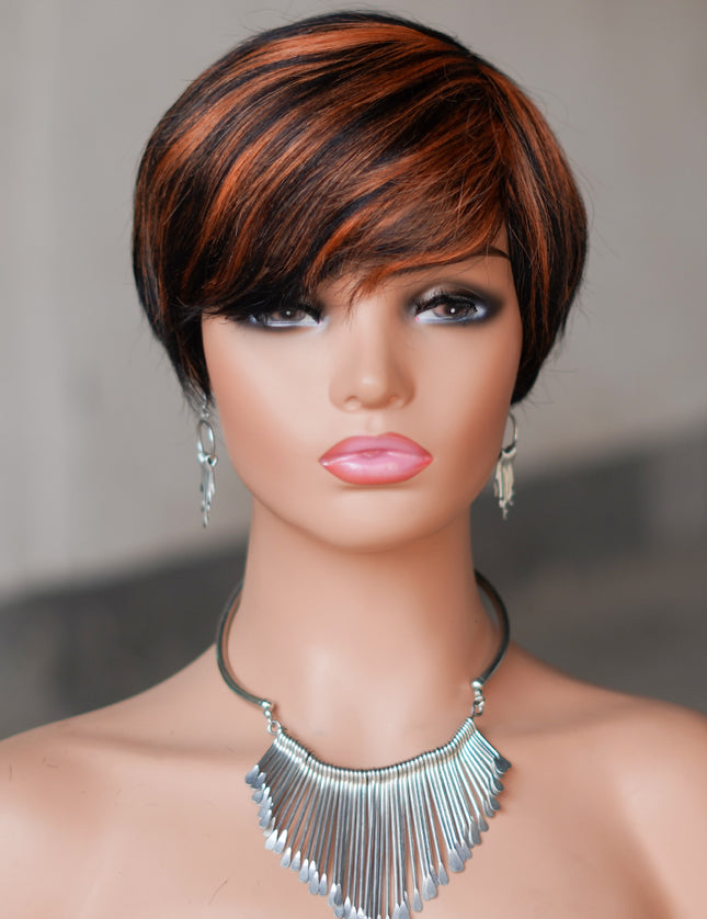 Machine made pixie cut wig--JK9149---#P1B/350---pay 1 get 2