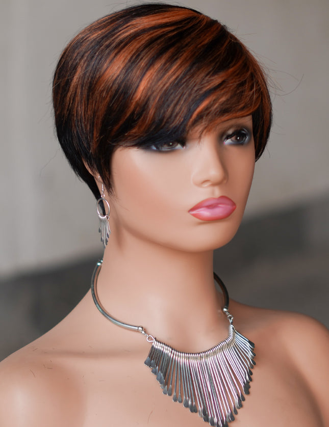Machine made pixie cut wig--JK9149---#P1B/350---pay 1 get 2