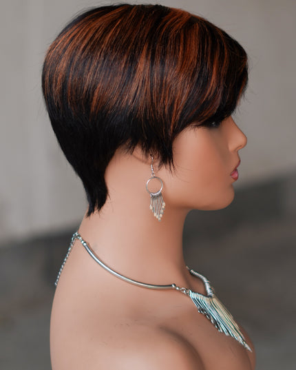 Machine made pixie cut wig--JK9149---#P1B/350---pay 1 get 2