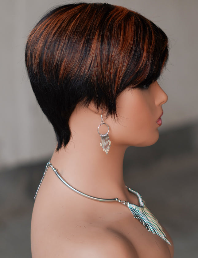 Machine made pixie cut wig--JK9149---#P1B/350---pay 1 get 2