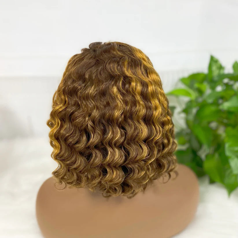 Deep wave color #p4/golden  Bob Wig 13x4 Lace Front 100% Virgin Human Hair