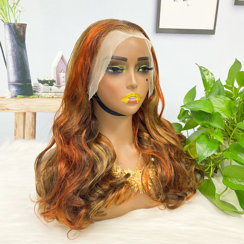 Loose wave color #P4/30/350， 13x4 Lace Frontal wig 100% Virgin Human Hair Transparent  LACE Wig 180% density