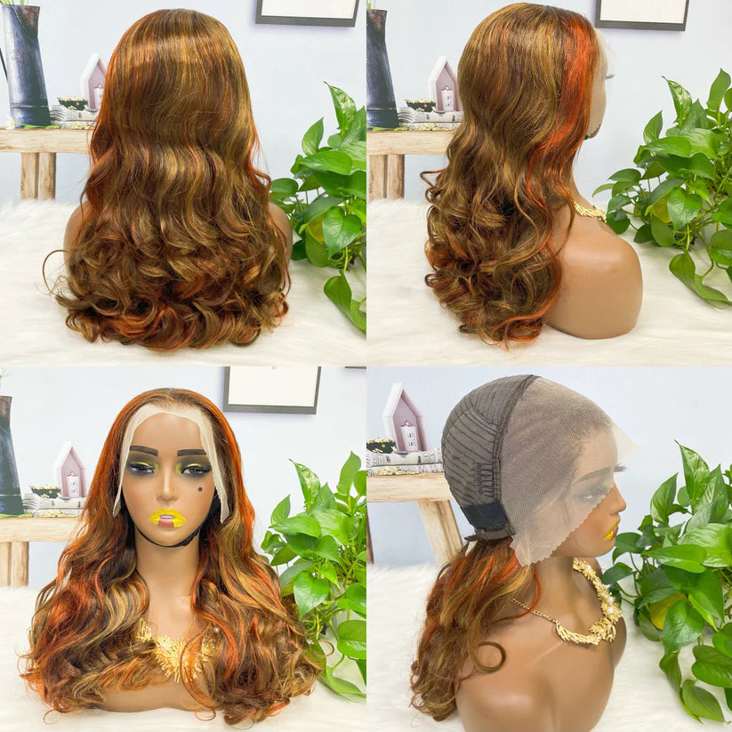 Loose wave color #P4/30/350， 13x4 Lace Frontal wig 100% Virgin Human Hair Transparent  LACE Wig 180% density