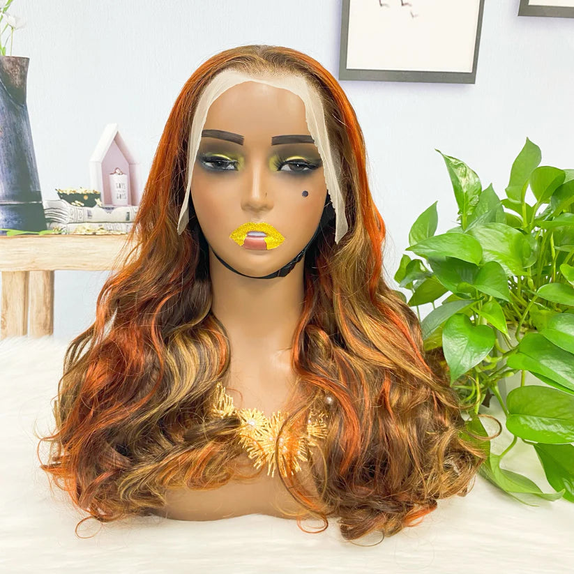 Loose wave color #P4/30/350， 13x4 Lace Frontal wig 100% Virgin Human Hair Transparent  LACE Wig 180% density