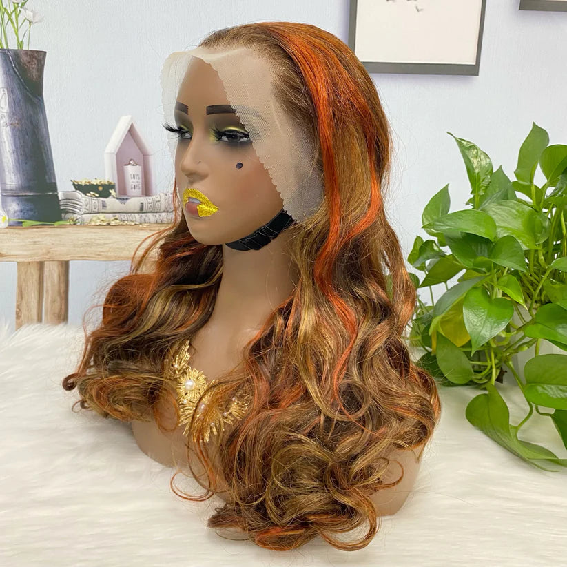 Loose wave color #P4/30/350， 13x4 Lace Frontal wig 100% Virgin Human Hair Transparent  LACE Wig 180% density