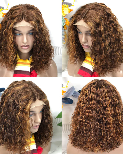 Water wave #4/30 color 4x4，5x5 Lace closure 100% Virgin Human Hair Wig 15A