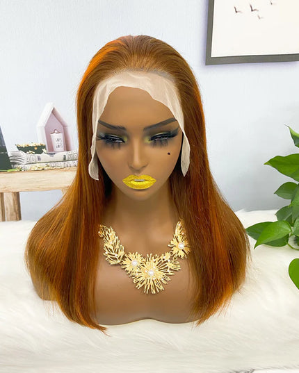 straight #4/350 lace Frontal 13x4，180% density Virgin Human Hair Wig 15A