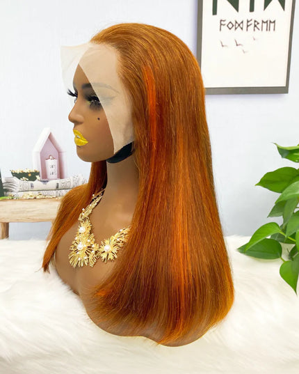 straight #4/350 lace Frontal 13x4，180% density Virgin Human Hair Wig 15A