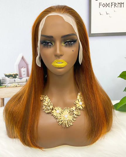 straight #4/350 lace Frontal 13x4，180% density Virgin Human Hair Wig 15A