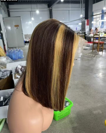 4/27 Bob Wig 13x4 Lace Front 100% Virgin Human Hair 150% density