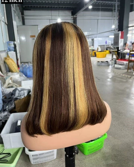 4/27 Bob Wig 13x4 Lace Front 100% Virgin Human Hair 150% density