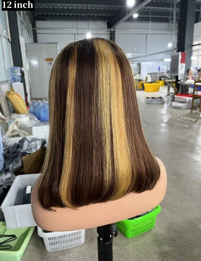 4/27 Bob Wig 13x4 Lace Front 100% Virgin Human Hair 150% density