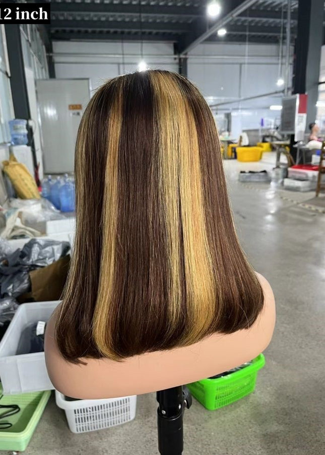 4/27 Bob Wig 13x4 Lace Front 100% Virgin Human Hair 150% density