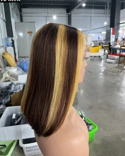 4/27 Bob Wig 13x4 Lace Front 100% Virgin Human Hair 150% density