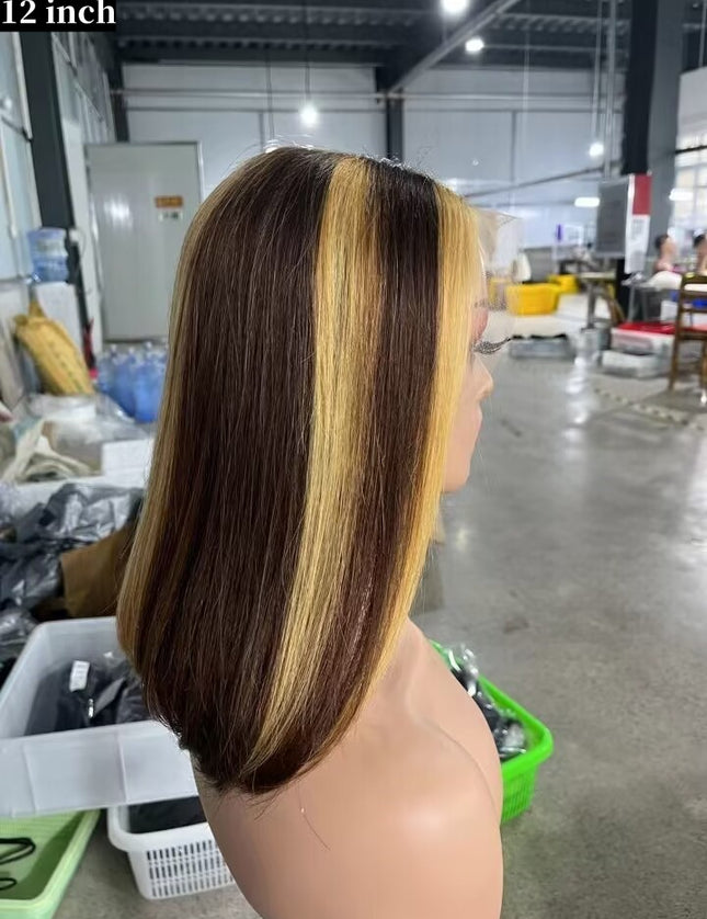 4/27 Bob Wig 13x4 Lace Front 100% Virgin Human Hair 150% density