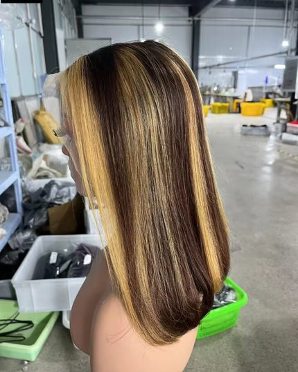 4/27 Bob Wig 13x4 Lace Front 100% Virgin Human Hair 150% density