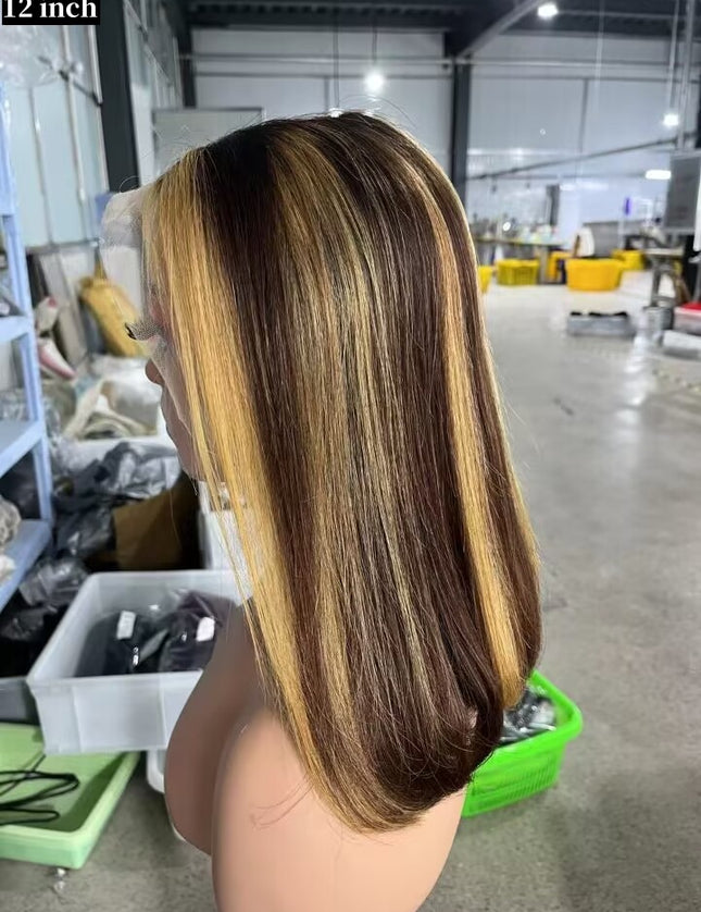 4/27 Bob Wig 13x4 Lace Front 100% Virgin Human Hair 150% density