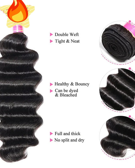 Loose Deep Wave 100% human hair Bundles Hair Weave 1pc natural black color