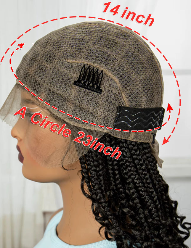 16 Inch Pre-cut Short Boho Braided Box 360 Full Lace Synthetic Cornrow Bob Wig-- 1B/30 color