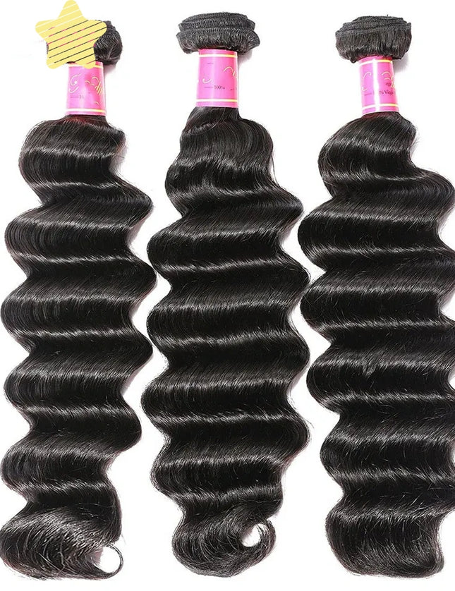 Loose Deep Wave 100% human hair Bundles Hair Weave 1pc natural black color