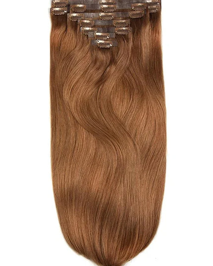 PU clip hair extensions--Light Auburn Color