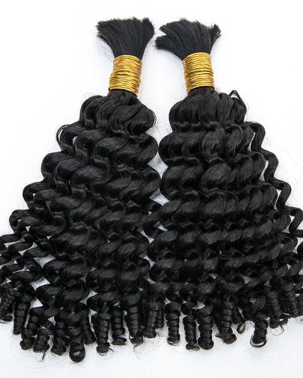 Spiral curly natural black color 15A human hair bulk for braiding