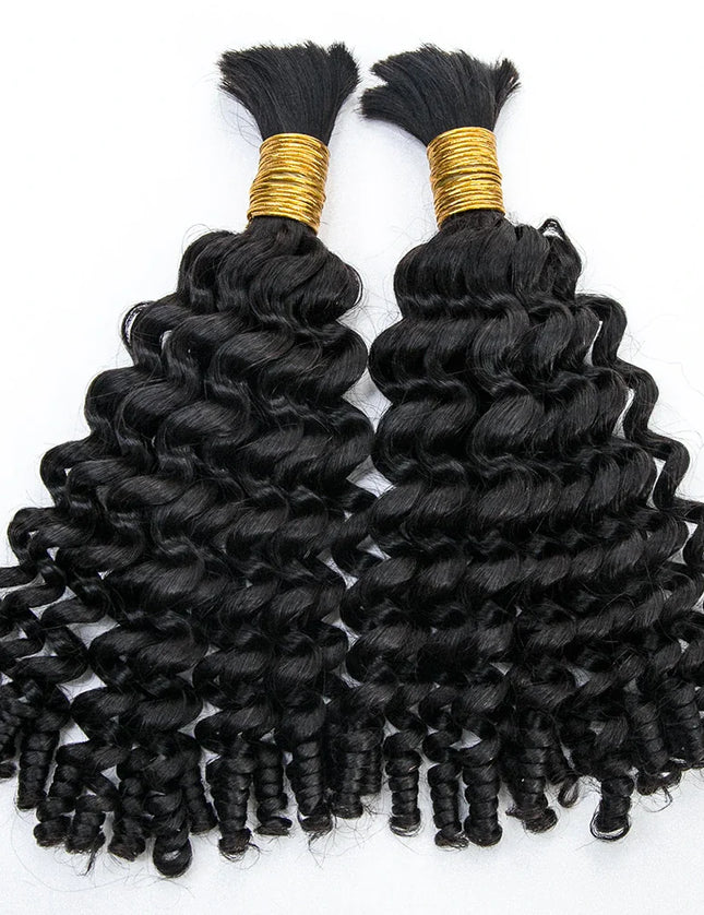 Spiral curly natural black color 15A human hair bulk for braiding