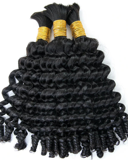 Spiral curly natural black color 15A human hair bulk for braiding