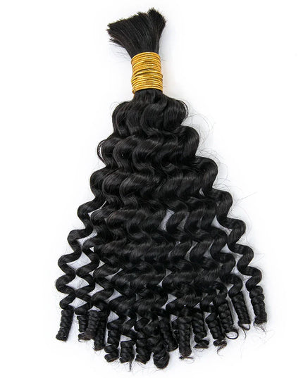 Spiral curly natural black color 15A human hair bulk for braiding