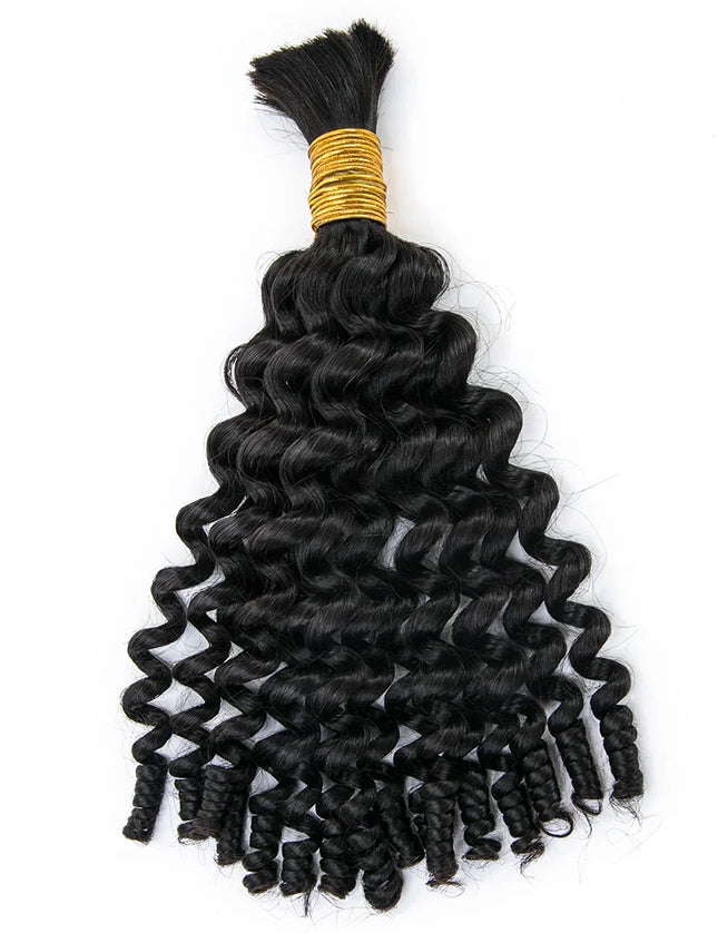 Spiral curly natural black color 15A human hair bulk for braiding