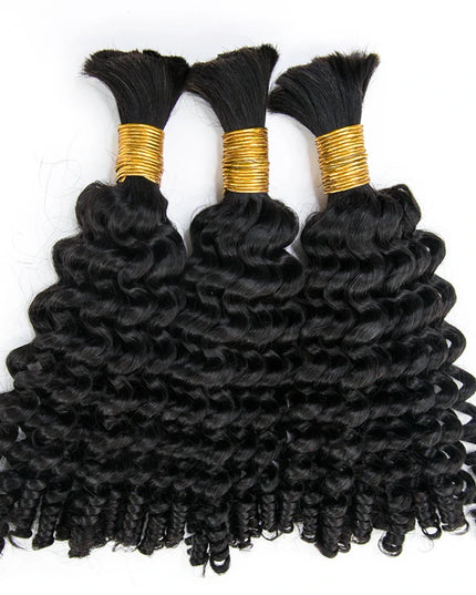 Spiral curly natural black color 15A human hair bulk for braiding