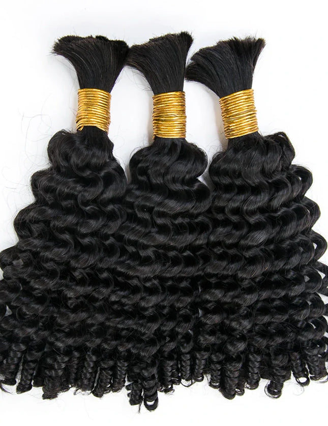 Spiral curly natural black color 15A human hair bulk for braiding