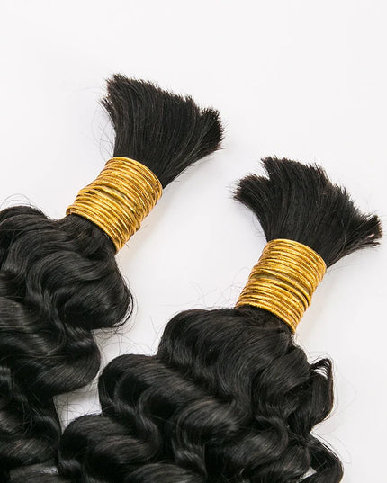 Spiral curly natural black color 15A human hair bulk for braiding