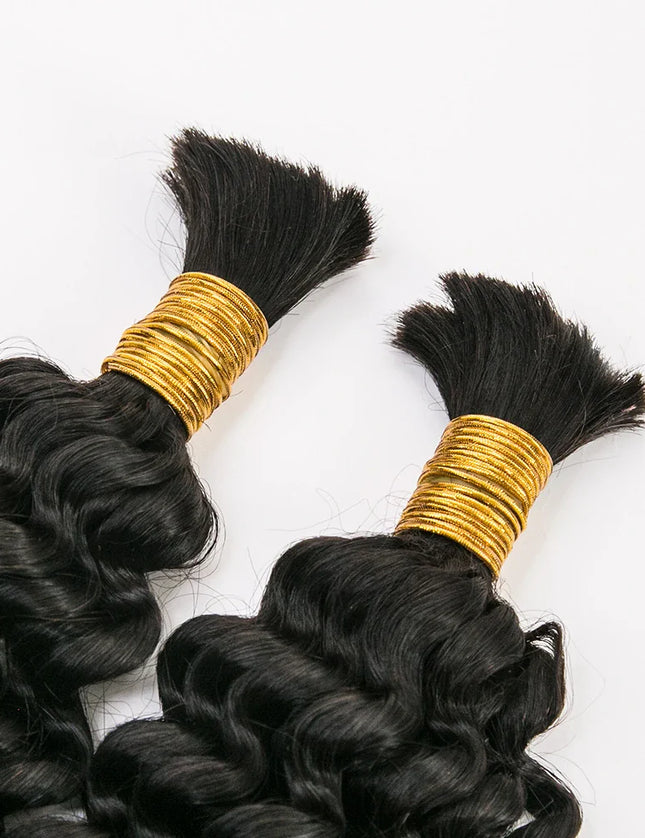 Spiral curly natural black color 15A human hair bulk for braiding