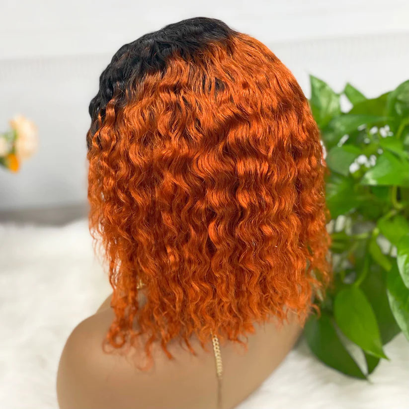 Water wave color #T1B/350  Bob Wig 13x4 Lace Front 100% Virgin Human Hair